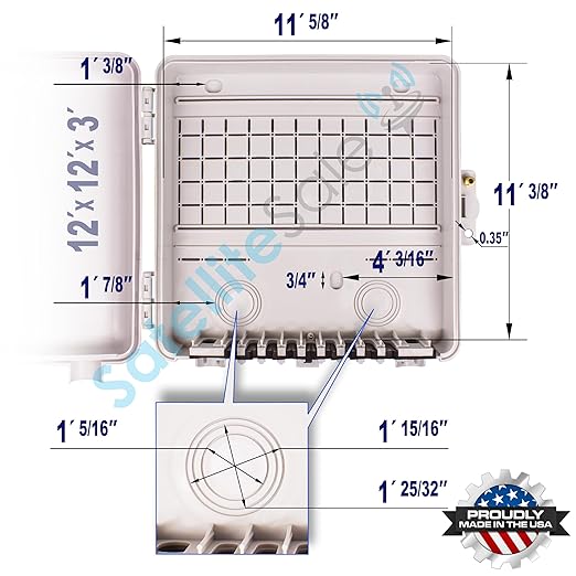 SatelliteSale Weatherproof Junction Box Heavy Duty Enclosure 12x12x3 Inches UV-Rated Thermoplastic Alloy Made in USA