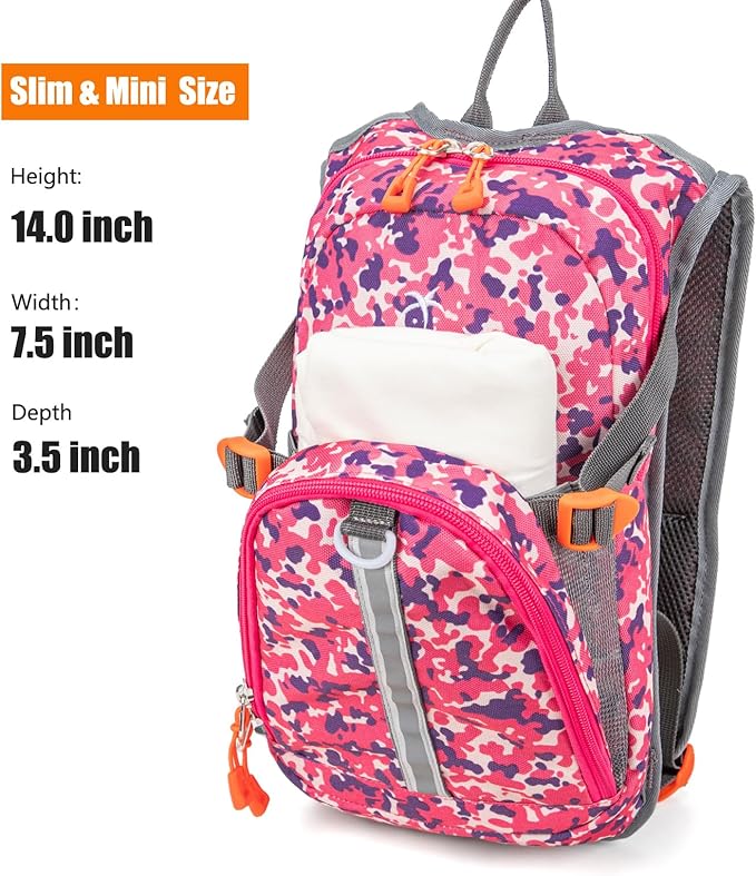 Kids Hydration Backpack, Water Hiking Backpack for Boys or Girls with 1.5L Reservoir Bladder