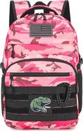 Kids Tactical Backpack Army Molle Bookbag Military Boys Backpack for School, Outdoor, Camping (Includes 2 Patches+1Carabiner), Pink CM