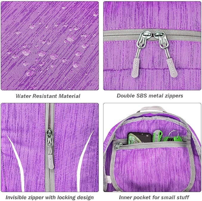 ZOMAKE 25L Ultra Lightweight Packable Backpack, Foldable Hiking Backpacks Water Resistant Small Folding Daypack for Travel(Purple)