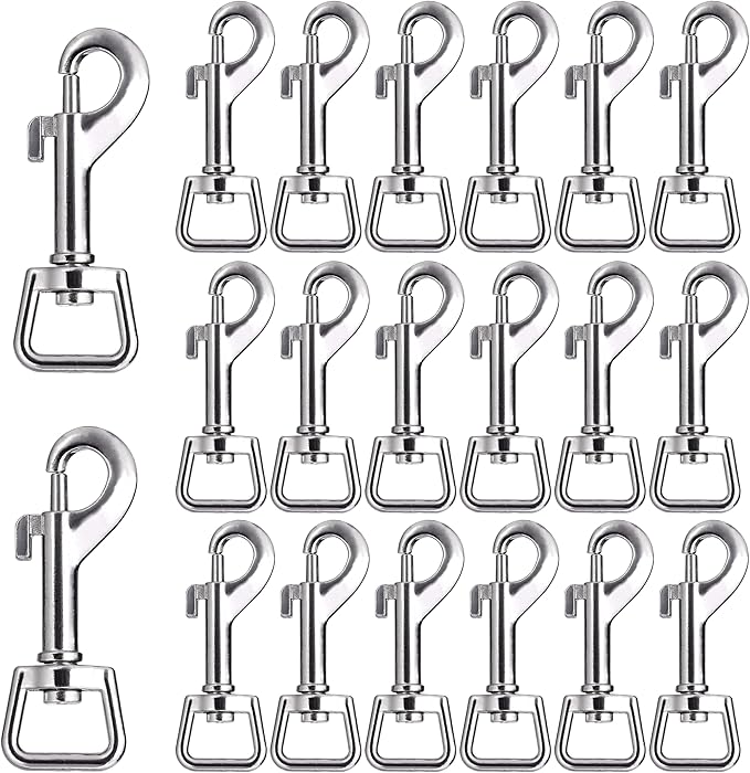 Swivel Snap Hooks, Lucky Goddness 20pcs Metal Heavy Duty Square Eye Clasp Buckle Trigger Clip Multipurpose- Best for Spring Pet Buckle, Key Chain for Linking Dog Leash Collar, Handmade Crafts Project