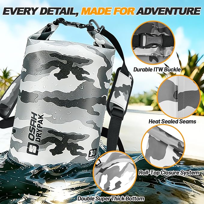 Waterproof Dry Bag, 5L/10L/20L/30L/40L Roll Top Lightweight Storage Backpack with Phone Case for Women & Men, Floating Waterproof Sack for Travel, Swimming, Kayaking, Paddle Board, Camping & Beach