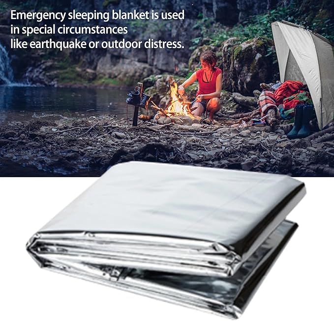 MEETSWEET Emergency Rescue Blanket Outdoor Survival Blanket Waterproof, Windproof, Warm, Sunscreen Lightweight and Portable Suitable for First Aid Bags and Outdoor Camping, Silver, 12pcs