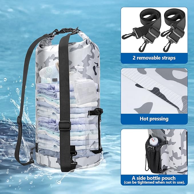 Smasrob 30L Waterproof Dry Bag with 20L Detachable Cooler, Dry Bag Cooler Backpack with Phone Pocket and Bottle Pouch, Suitable for Kayaking, Boating, Camping and Water Activities