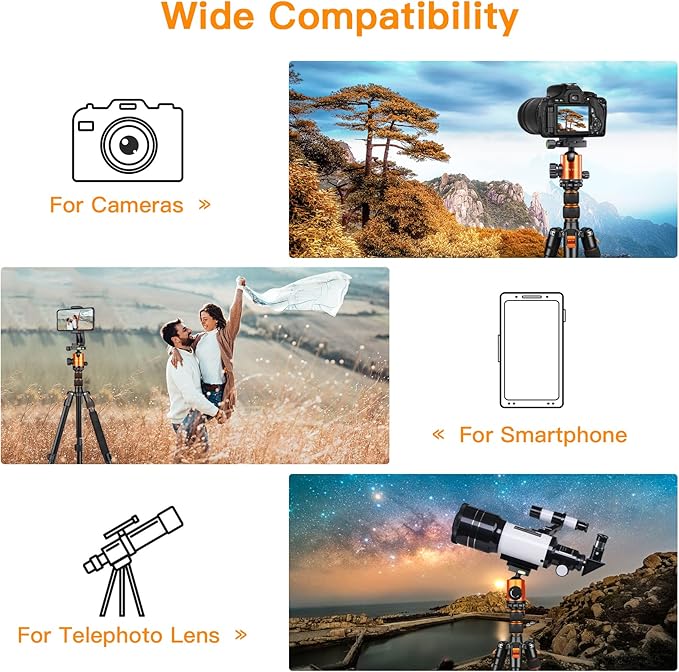82" Tall Camera Tripod Heavy Duty, Victiv Aluminum DSLR Tripod Monopod for Photography Travel, Professional Camera Stand for Spotting Scope Telescope Binocular