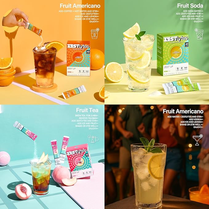 40 Sticks Sugar Free & 0 Calorie Electrolyte Hydration Packets, Low Sodium Lightly Sweet Electrolyte Powder Drink Mix, Liquid Daily IV Flavors | Peach
