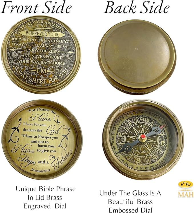 Brass Compass Gift to My Son Never Forget I Love You, Sentimental Keepsake from Mom Dad Grandparents, Inspirational Guidance Compass Gift for Son Graduation Birthday Baptism Confirmation Gift Idea