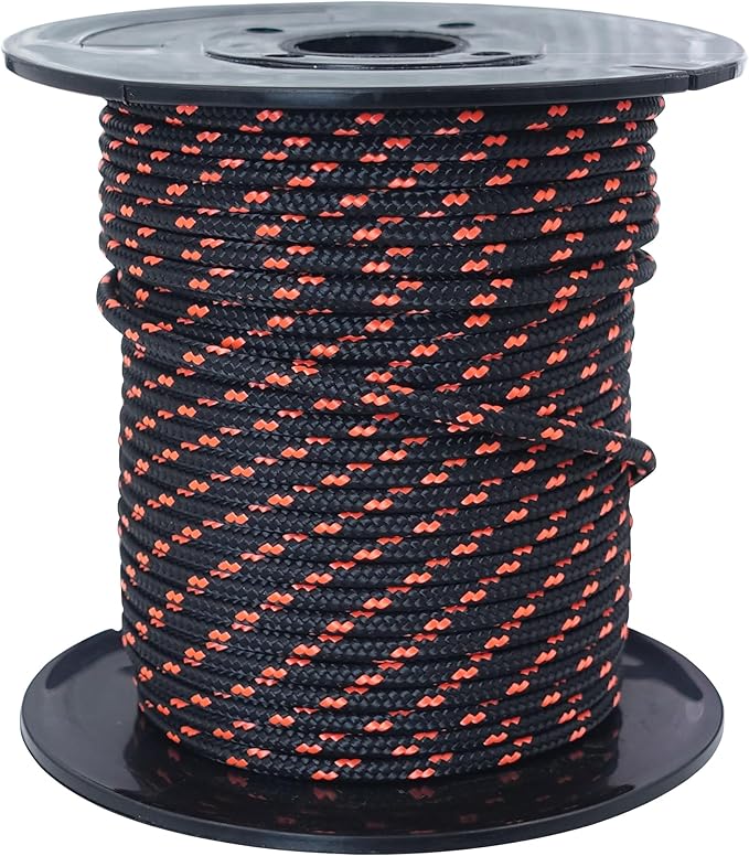 GM CLIMBING Black 3mm Accessory Cord 400LBS Double Braided Durable Pull Cord Tent Tarp Hammock Guyline for Rigging Backpacking Survival Mountaineering 100Ft Roll