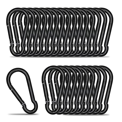 Small Carabiner Clip Hook, 1.97 inch 25 pcs Black Heavy Duty Spring Snap Hook Key Chain, Carabiners Clips for Outdoor Camping, Swing Set, Hammock, Hiking Travel, Fishing, Quick Link Keychain