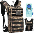 Koculemi Tactical Hydration Backpack with 2L Water Bladder and Front Small Tactical Pouch, Outdoor Water Backpack for Men Women, Sports Hydration Pack for Hiking, Cycling, Climbing