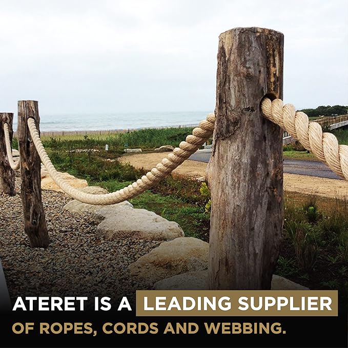 ATERET Twisted ProManila - UnManila Rope I 1 1/4 inch x 100 feet I 3 Strand Synthetic Polypropylene Rope I Multipurpose, Lightweight, Weather-Resistant Cord for Decor, Landscaping & DIY Projects