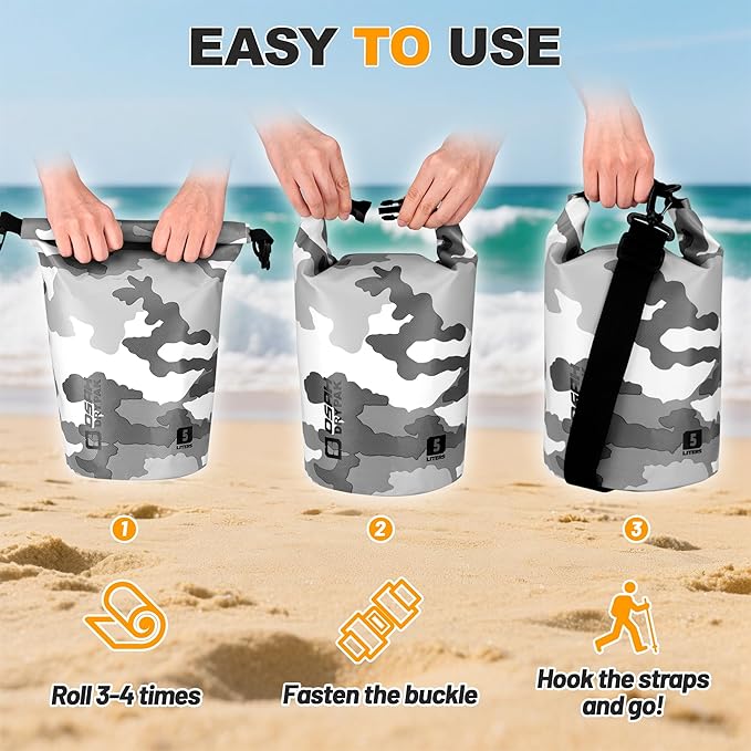 Waterproof Dry Bag, 5L/10L/20L/30L/40L Roll Top Lightweight Storage Backpack with Phone Case for Women & Men, Floating Waterproof Sack for Travel, Swimming, Kayaking, Paddle Board, Camping & Beach