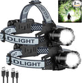 NiaoChao 2Pack Headlamp Rechargeable, 99000 LM Super Bright LED Head Lamp with 3 Modes, 90° Adjustable Head Lights for Forehead, 20+Hrs Runtime & IPX6 Waterproof HeadLamps for Camping Running