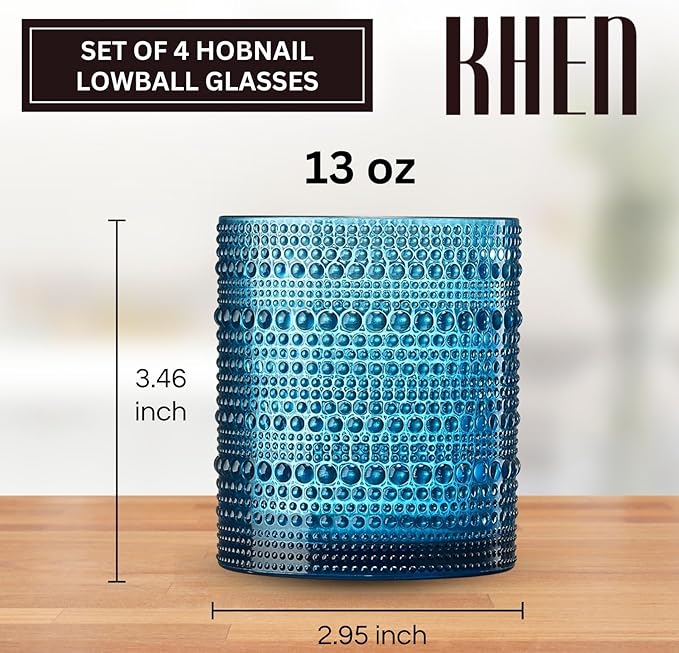 Khen Plastic Hobnail Drinking Glasses Set of 6 Neutral Tones Cups 10oz, Shatterproof & Unbreakable Acrylic Beaded Design, BPA-Free, Dishwasher Safe Indoor/Outdoor Drinkware for Water, Juice, Cocktails