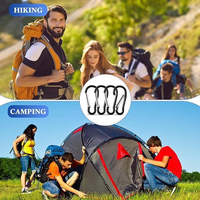 Yaocom 300 Pcs 2" Carabiner Bulk Small Carabiner Clip for Keys Spring Snap Hooks Aluminum Alloy Keychain Clip for Hanging Camping Backpacking Hiking Traveling Fishing Outdoor