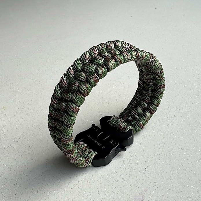 Parachute Cord Bracelets Trilobite Weaved Paracord Bracelet with Side Release Buckle 8.7 inch Black Bracelet for Men Women 1 Set