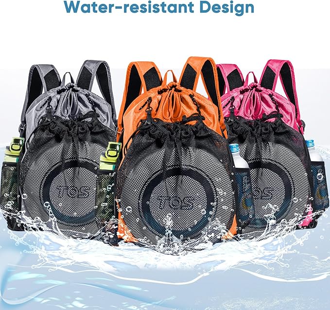 Large Beach Backpack Waterproof Sandproof - Customized Oversized Drawstring Pool Bag with Shoe Compartment for Toiletries, Towels, Gym, Travel