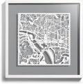 Washington D.C.s Cut Map framed by O3 Design Studio, White map, White frame, 18x18 inches, paper cutting art work, Gift Boxed, 4 background color, self-changing, Wall Art