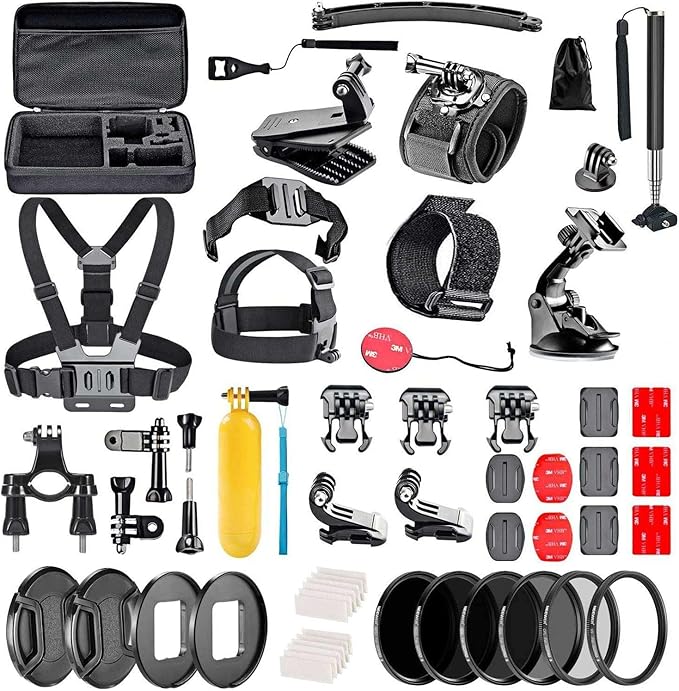 Navitech 60-in-1 Action Camera Accessories Combo Kit with EVA Case - Compatible with GoXtreme Vision Duo 4K Ultra HD Action Cam