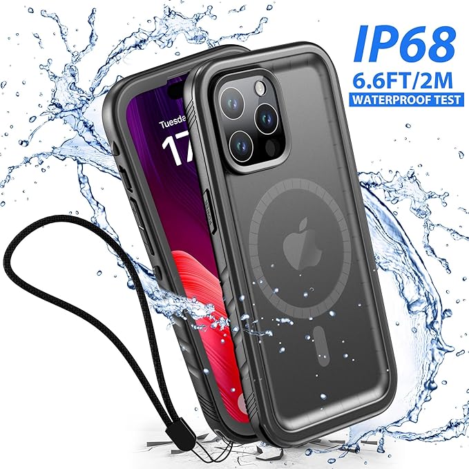 SPORTLINK for iPhone 15 Pro Max Case - IP68 Waterproof Military Protective Full Body Heavy Duty Shockproof 360 Sealed Dustproof with Camera Screen Protector Cover for i Phone 15 Pro Max 6.7" Mag/Black