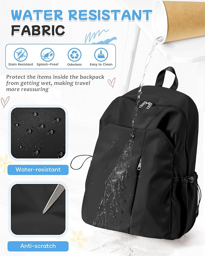 SEAFEW Black Backpack for School, High School Bookbag Back Pack for Teens Girls Boys, Lightweight College Backpack Bookbag for Women Men, Simple Casual Daypack Mochilas Escolares para Adolescentes