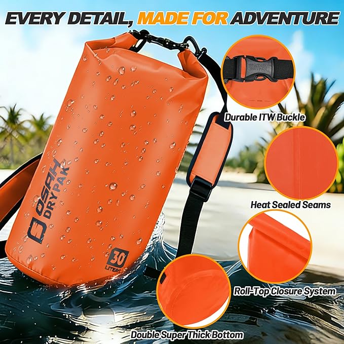 Waterproof Dry Bag, 5L/10L/20L/30L/40L Roll Top Lightweight Storage Backpack with Phone Case for Women & Men, Floating Waterproof Sack for Travel, Swimming, Kayaking, Paddle Board, Camping & Beach