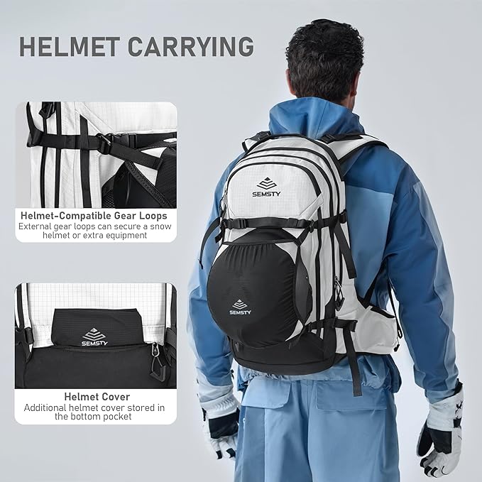 Ski and Snowboard Hydration Backpack, with 2L Water Reservoir and Insulated Harness, 30L Hydration Pack for Skiing, Hiking