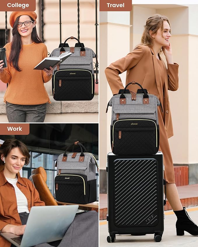 LOVEVOOK Laptop Backpack for Women, 17.3'' Waterproof Nurse Bag Teacher Work Backpack Purse for Women, Travel Computer Backpack for College Office Business Ladies
