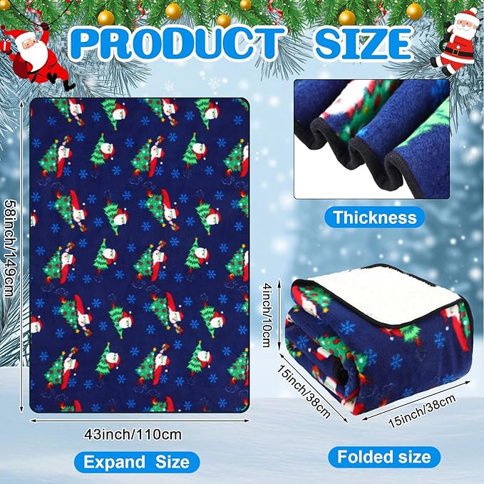Riakrum 12V Car Heated Blanket for Cold with 2 or 3 Heating Levels 58 x 43 Emergency Winter Adjustable Temperature Electric Blanket Throw Gift Plugs in Car RV Truck SUV(Classic Color,Flying Santa)