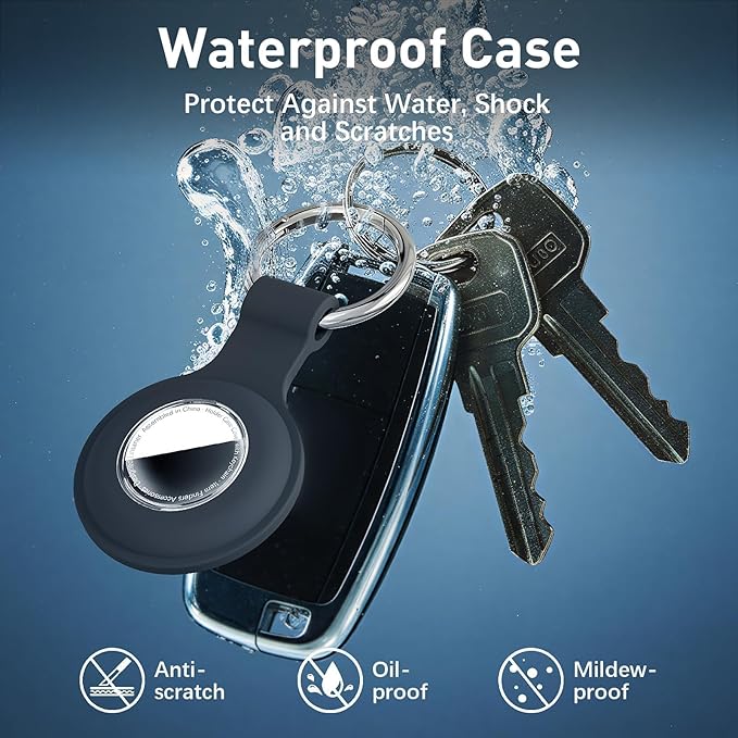Linsaner Waterproof Case for AirTag 2nd Gen (2026) & 1st Gen, Shockproof Silicone Holder with Ultra-Clear Front Cover, Full Body Protector for Air Tags, Keys, Luggage, Pink/Light Blue/Teal Green/Black