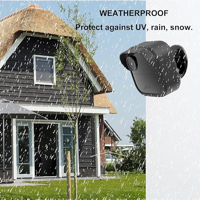 Silicone Case Cover for All-New Blink Outdoor 4 (4th Gen), Weatherproof Protective Skin Cover with Hat Brim, 6 Pack, Black