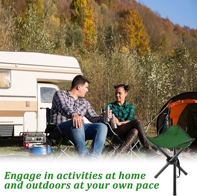 Folding Camping Stool,Portable Travel Outdoor Tripod Seat,Green Folding Camping Chairs for Camping Party Mountaineering Picnic Beach Garden Lawn