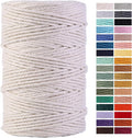 Macrame Cord 4mm x 220Yards 100% Natural Cotton Macrame Rope Cotton Cord for Handmade Macrame Supplies, Wall Hanging, Plant Hangers, Crafts, Knitting, Decorative Projects