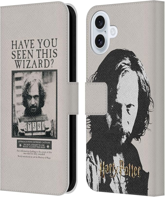 Head Case Designs Officially Licensed Harry Potter Sirius Black Poster Prisoner of Azkaban II Leather Wallet Case Compatible with Apple iPhone 16 Plus