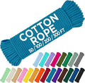TECEUM Cotton Rope 3/16” (5 mm) – 50 FT – Strong All-Purpose Braided Rope – Natural Cotton – for Crafting, Сamping, Clothes Line, DIY, Indoor & Outdoor Use – Sky Blue
