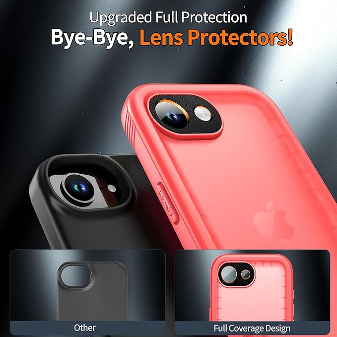 Cozycase Girls Womens Ladies Case for iPhone 16e/iPhone 17e Waterproof Impact Smash Dust Shock Proof Indestructible 16/17 e Around Enclosed Underwater Swimming Case with Lanyard Strap Frosted Pink