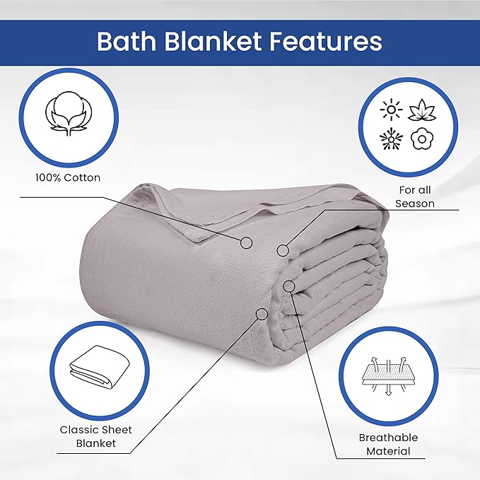 Linteum Textile Supply 100% Cotton Hospital Patient Bath Blanket, Bed Bath Sheet, Twin Blanket Lightweight Sheet Blankets 70x90 in, 1.75 lb. Taupe