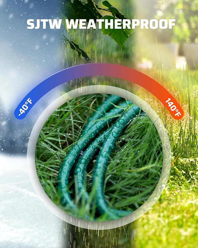 DEWENWILS 2-Pack Extension Cord 3 Ft, Indoor Use, 16/3 AWG SJTW, Durable & Waterproof, 3 Prong Extension Cord for Lighting, 13A 125V, ETL Listed, Green