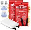 Juimma Fire Blanket for Home and Kitchen - 40" x 40" Prepared Fire Blankets Emergency for Home, School, Camping, Office, Warehouse, with Gloves and Hooks, 2 Packs