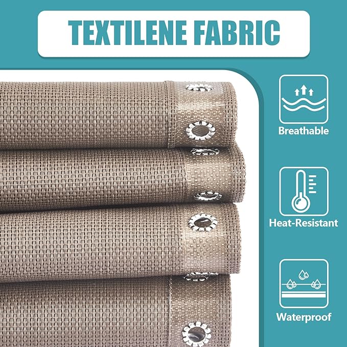 Queekay Chair Replacement Fabric with 4 Bungee Cord Lounge Chair Cloth Mesh Repair Kit for Patio Recliner Outdoor Lawn Pool(63 x 21 Inch,Beige)