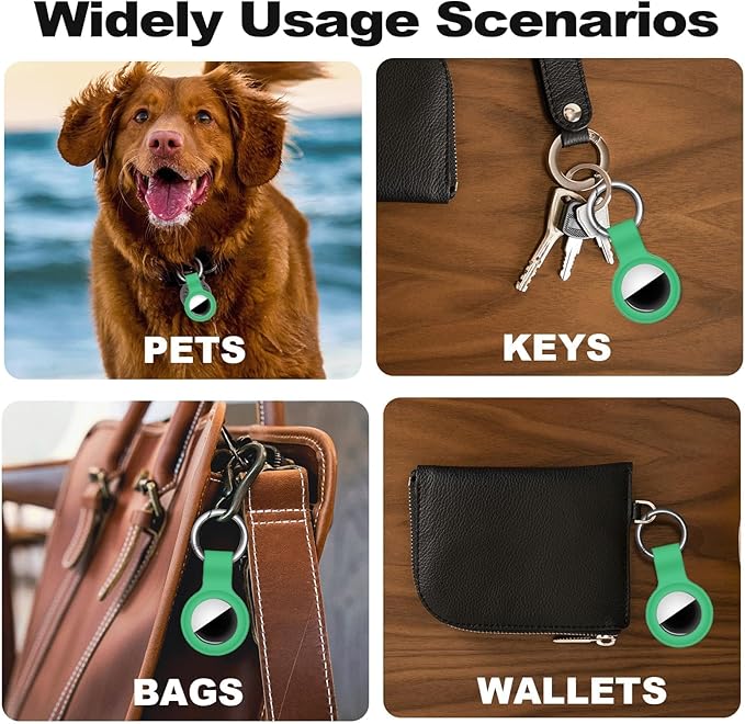 Linsaner Case for AirTag 2nd Gen (2026) & 1st Gen, Silicone Holder Keychain Key Ring, Protective Cover for Apple for Air Tags, GPS Finder Accessories for Bags, Pets, Kids, Luggage, Grass Green