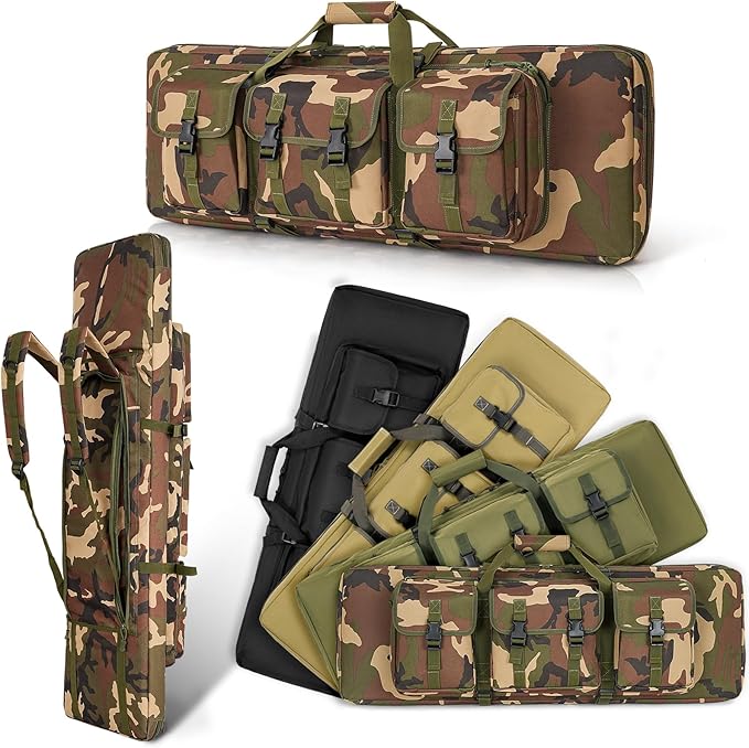 DULCE DOM 32/36/42/48/52 inch Double Rifle Case Soft Gun Bag for Rifles Pistols Storage & Transportation, All Around Shooting Range Tactical Backpack for Hunters Shooters, Gift for Boyfriend, Husband