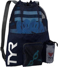 TYR Big Mesh Mummy Backpack for Swim, Gym and Workout Gear, Black, 40-Liter Capacity