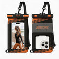 2 Pack IPX8 Floating Waterproof Phone Pouch - Case with Lanyard, Universal Protector for iPhone 17/16/15/14/13 Pro Max Plus & Galaxy S25/S24 (Orange)
