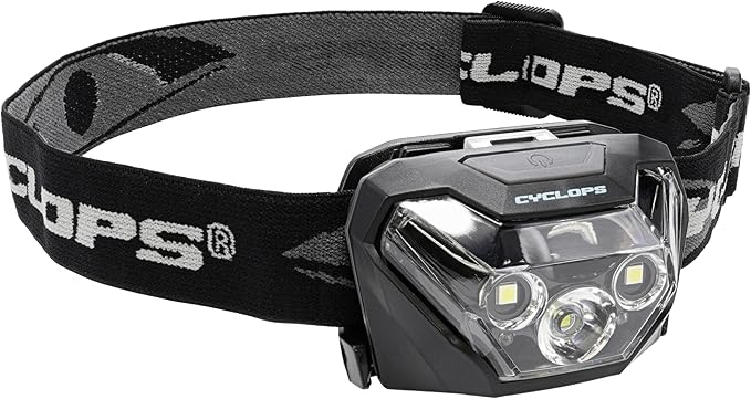 Cyclops HL500 Headlamp | Tactical Durable Lightweight Compact Adjustable Headband Weather Resistant IPX6 Bright LED 500 Lumen Head Flashlight | AAA Batteries Included