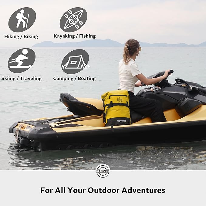 STOVER 5/10/25/30/40/55L Waterproof Dry Bag- Roll-Top Backpack w/Phone Case- Kayaking, Hiking, Camping, Boating- Men/Women