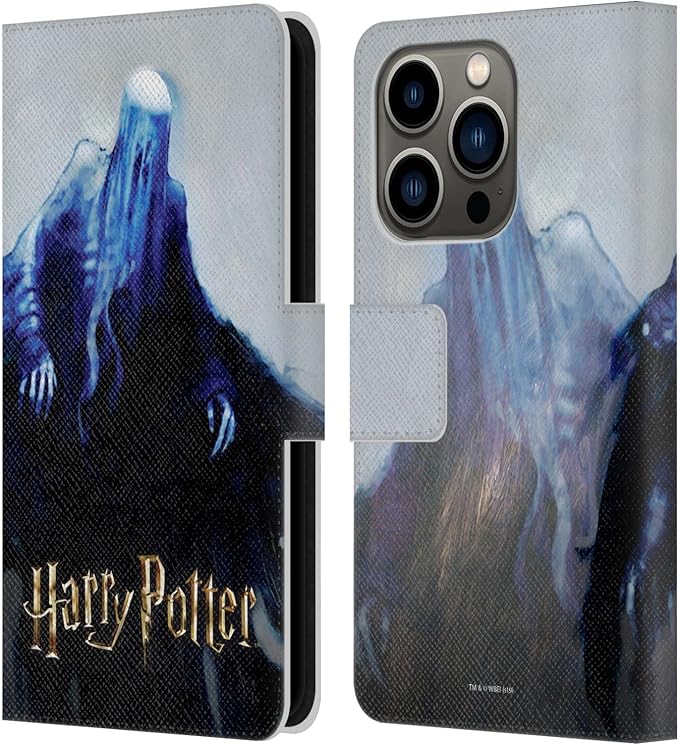 Head Case Designs Officially Licensed Harry Potter Dementor Prisoner of Azkaban II Leather Wallet Case Compatible with Apple iPhone 14 Pro