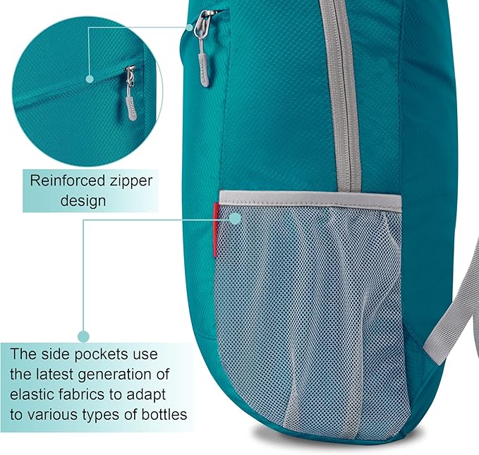 ZOMAKE Lightweight Packable Backpack, Foldable Backpacks Small Daypack for Hiking Water Resistant Day Bag for Travel(Turquoise Green)