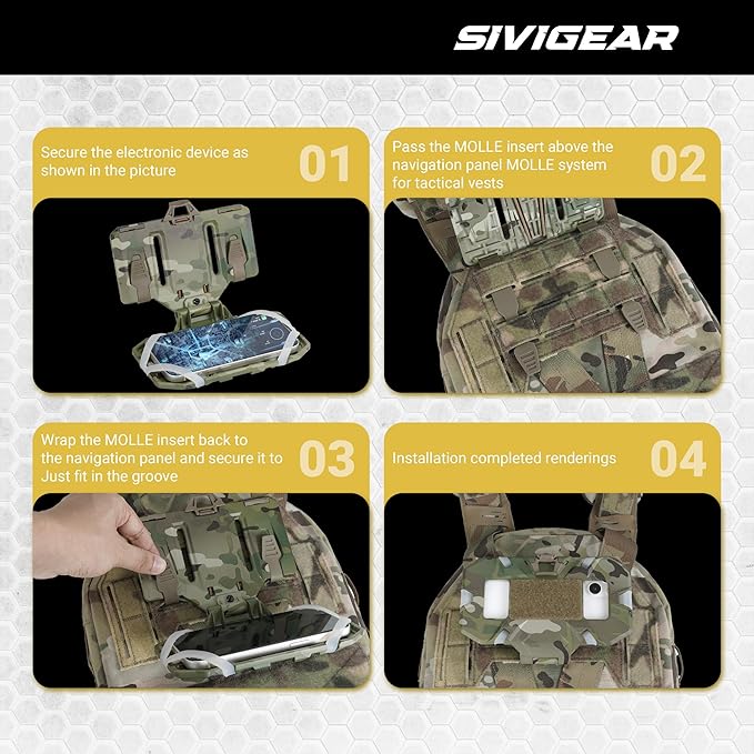 Tactical Molle Phone Holder for Plate Carrier Vest, Quick Release & Adjustable Phone Mount, Compatible with 4.7-6.7 inch Smart Phones, Durable Tactical Accessories for Outdoor Enthusiasts
