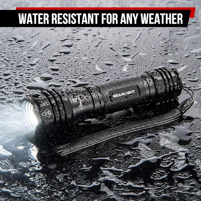 GearLight S1050 LED Flashlight High Lumens - for Camping, Hiking, Dog Walking - Powerful Emergency Flashlights with 3 Modes for Outdoor Use - Bright Flashlight - 2 Pack, (Batteries Not Included)
